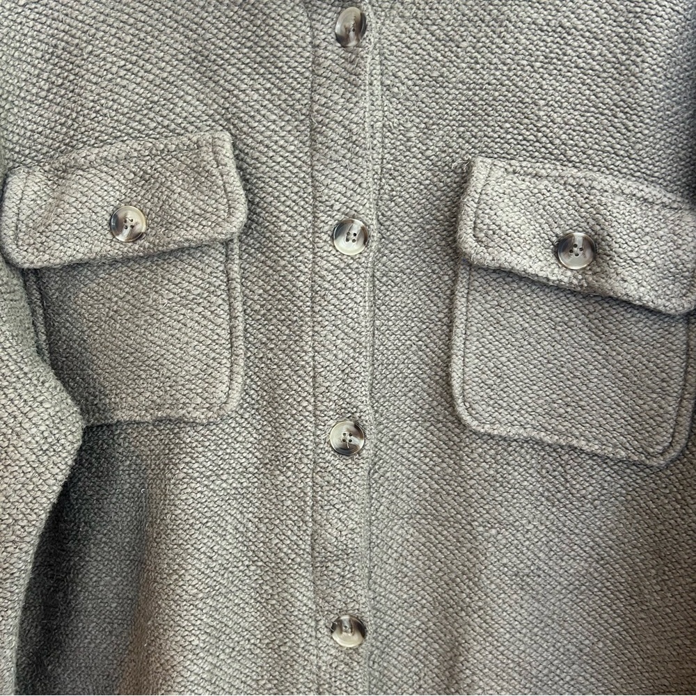 Anthropologie Knit Shacket Soft Brown Oversized Long Sleeve Button Down Size XS - Picture 8 of 13